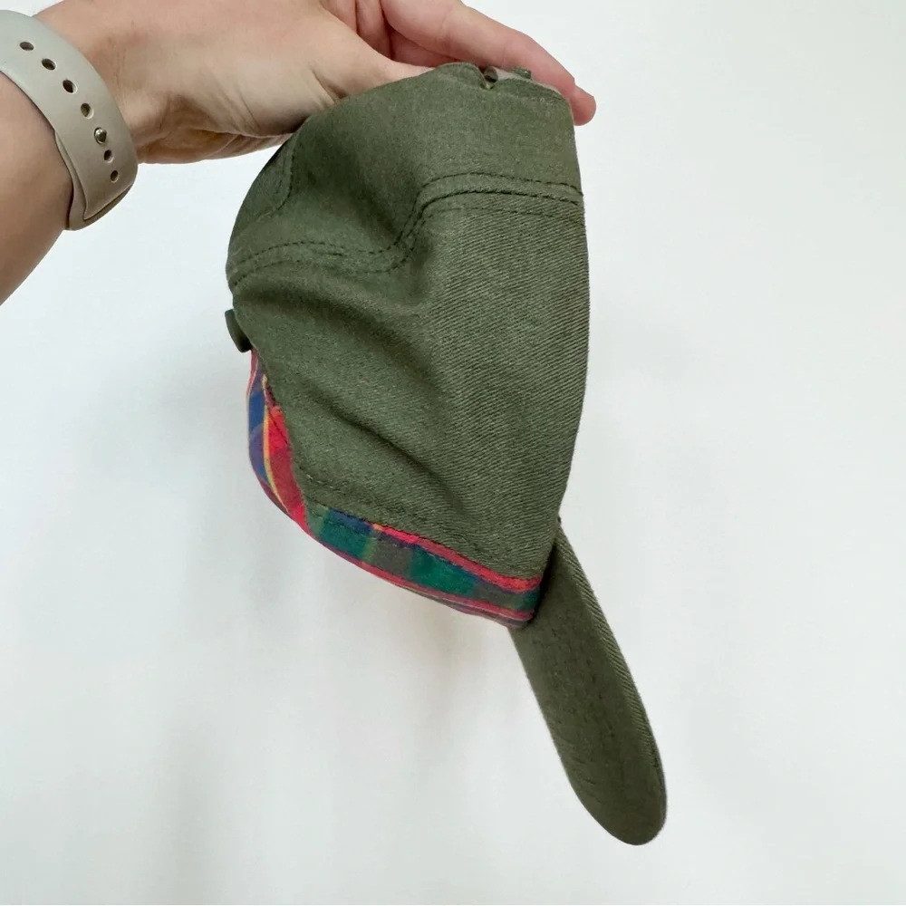 Vintage 90’s Boy Scouts of America Hat Plaid Green Red Plaid S/M